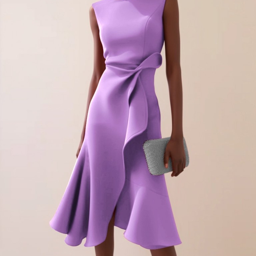 Chic Asymmetrical Lavender Dress